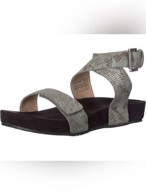 Revitalign Swell Wedge Ankle Strap Sandals Size 9 in Gray Lizard Suede